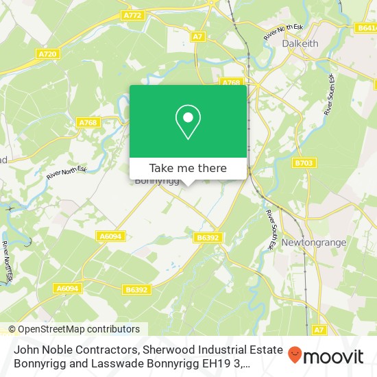 John Noble Contractors, Sherwood Industrial Estate Bonnyrigg and Lasswade Bonnyrigg EH19 3 map