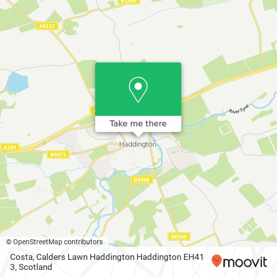 Costa, Calders Lawn Haddington Haddington EH41 3 map