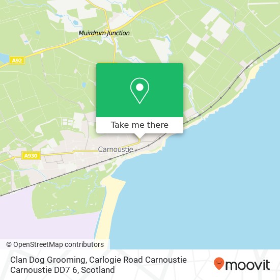 Clan Dog Grooming, Carlogie Road Carnoustie Carnoustie DD7 6 map
