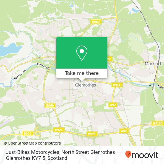 Just-Bikes Motorcycles, North Street Glenrothes Glenrothes KY7 5 map