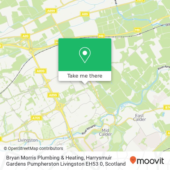 Bryan Morris Plumbing & Heating, Harrysmuir Gardens Pumpherston Livingston EH53 0 map