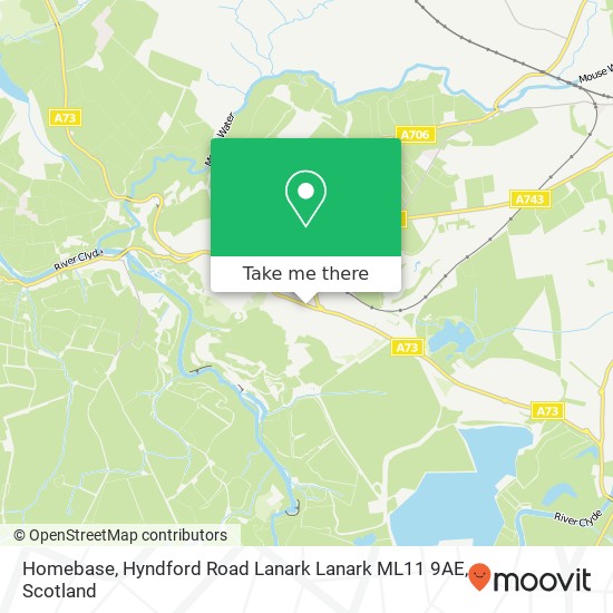 Homebase, Hyndford Road Lanark Lanark ML11 9AE map