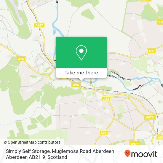 Simply Self Storage, Mugiemoss Road Aberdeen Aberdeen AB21 9 map