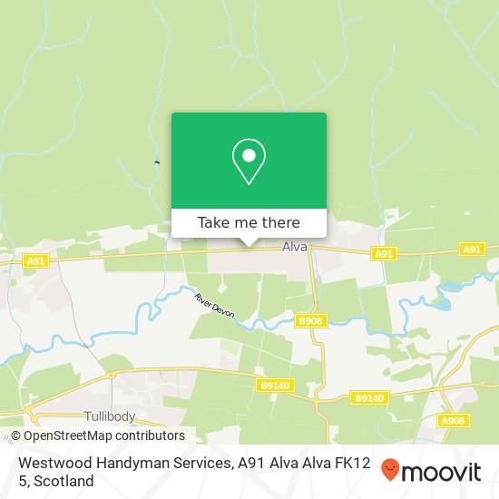 Westwood Handyman Services, A91 Alva Alva FK12 5 map