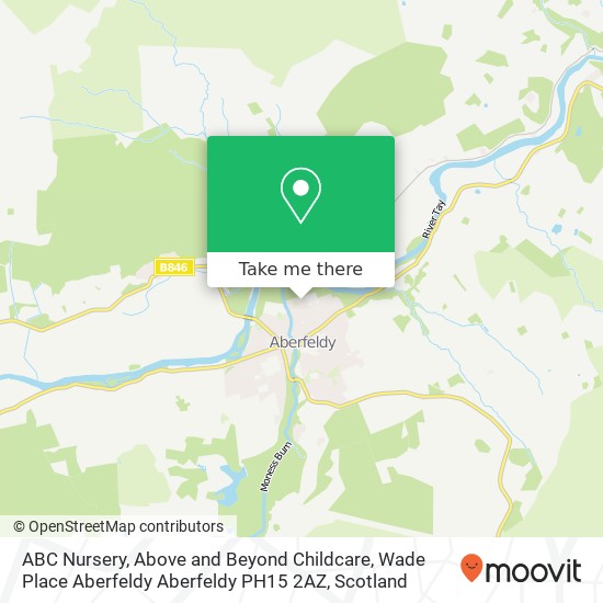 ABC Nursery, Above and Beyond Childcare, Wade Place Aberfeldy Aberfeldy PH15 2AZ map