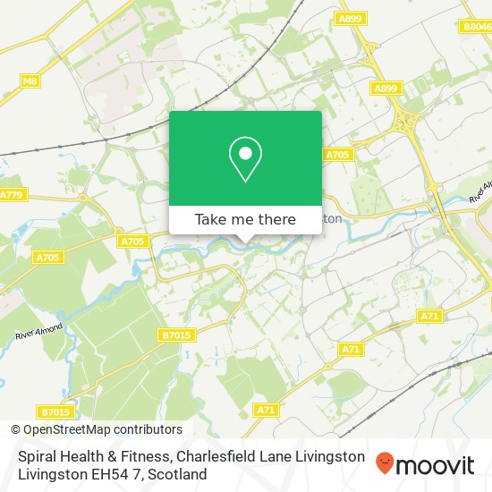 Spiral Health & Fitness, Charlesfield Lane Livingston Livingston EH54 7 map