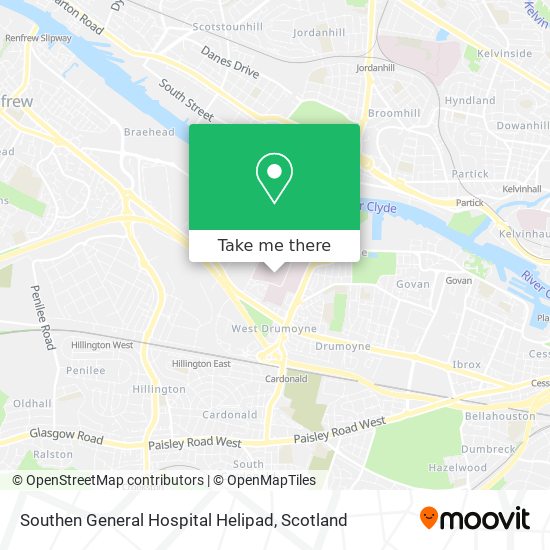 Southen General Hospital Helipad map