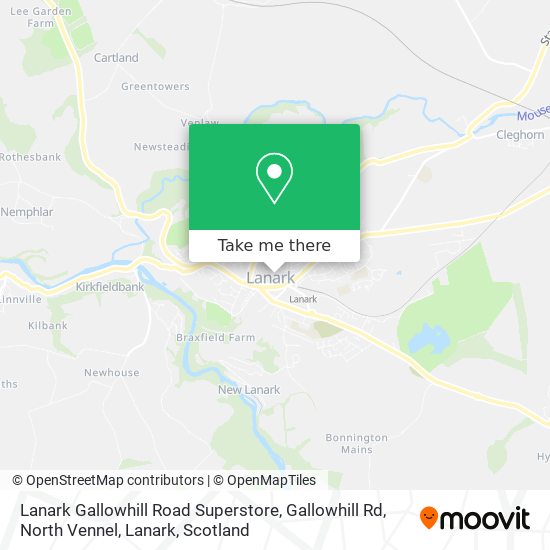 Lanark Gallowhill Road Superstore, Gallowhill Rd, North Vennel, Lanark map