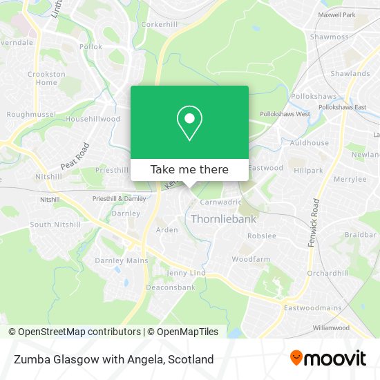 Zumba Glasgow with Angela map