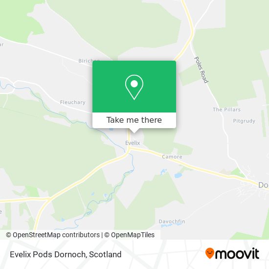 Evelix Pods Dornoch map
