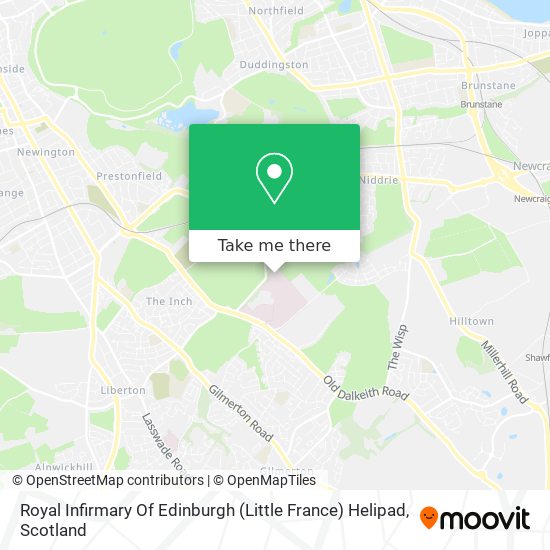 Royal Infirmary Of Edinburgh (Little France) Helipad map