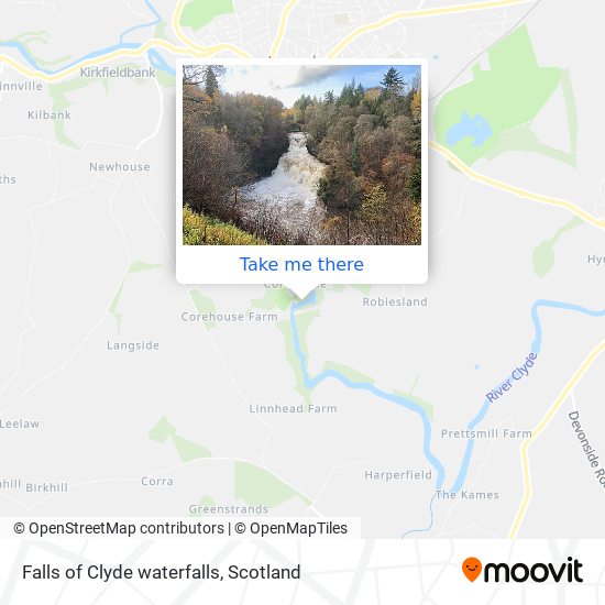 Falls of Clyde waterfalls map
