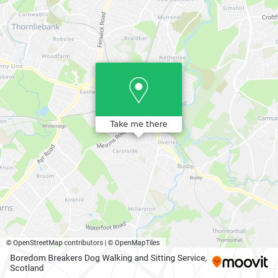 Boredom Breakers Dog Walking and Sitting Service map