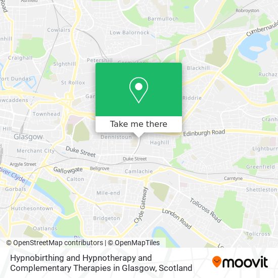 Hypnobirthing and Hypnotherapy and Complementary Therapies in Glasgow map