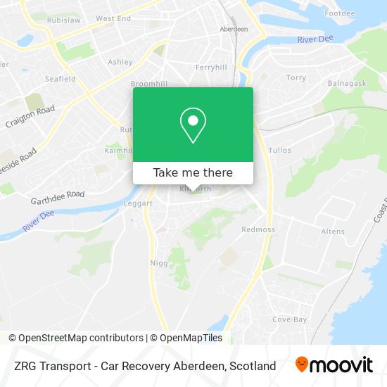 ZRG Transport - Car Recovery Aberdeen map