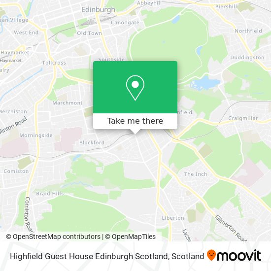 Highfield Guest House Edinburgh Scotland map