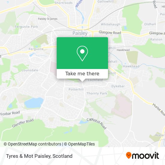 Tyres & Mot Paisley map