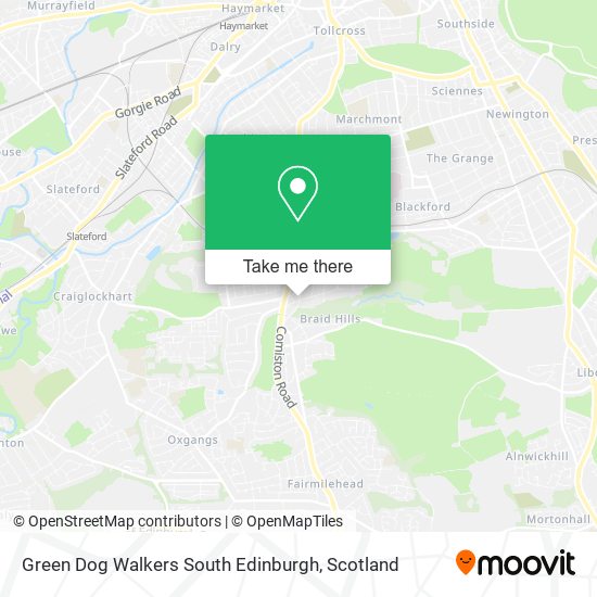 Green Dog Walkers South Edinburgh map