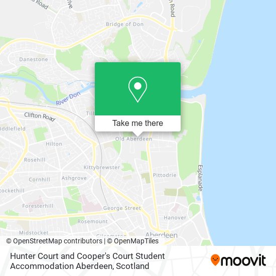 Hunter Court and Cooper's Court Student Accommodation Aberdeen map