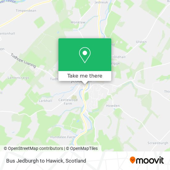 Bus Jedburgh to Hawick map