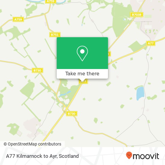 A77 Kilmarnock to Ayr map