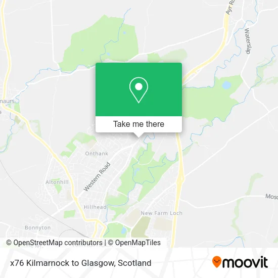 x76 Kilmarnock to Glasgow map