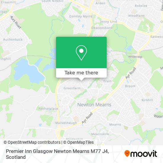 Premier Inn Glasgow Newton Mearns M77 J4 map