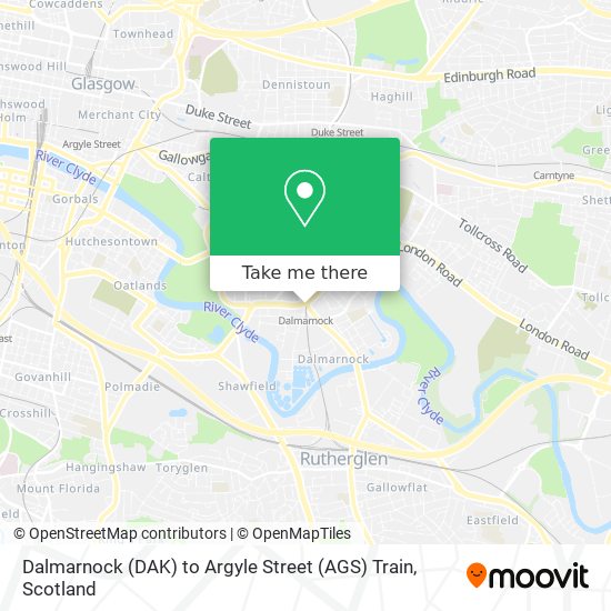 Dalmarnock (DAK) to Argyle Street (AGS) Train map