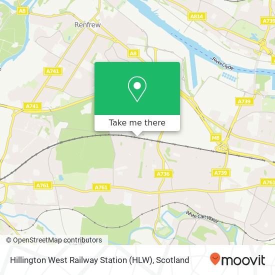 Hillington West Railway Station (HLW) map