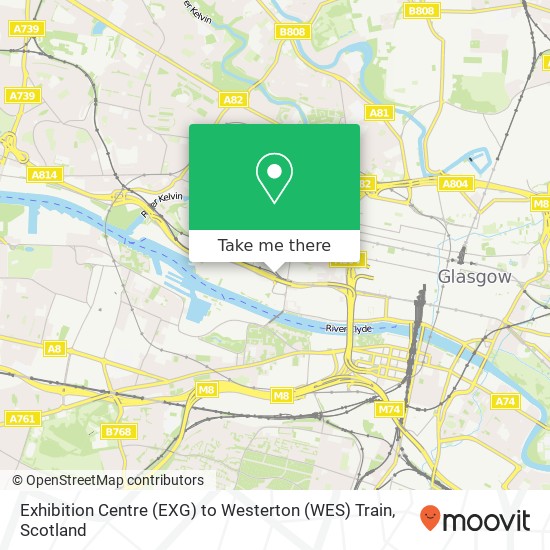 Exhibition Centre (EXG) to Westerton (WES) Train map