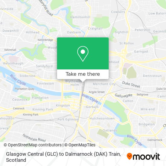 Glasgow Central (GLC) to Dalmarnock (DAK) Train map