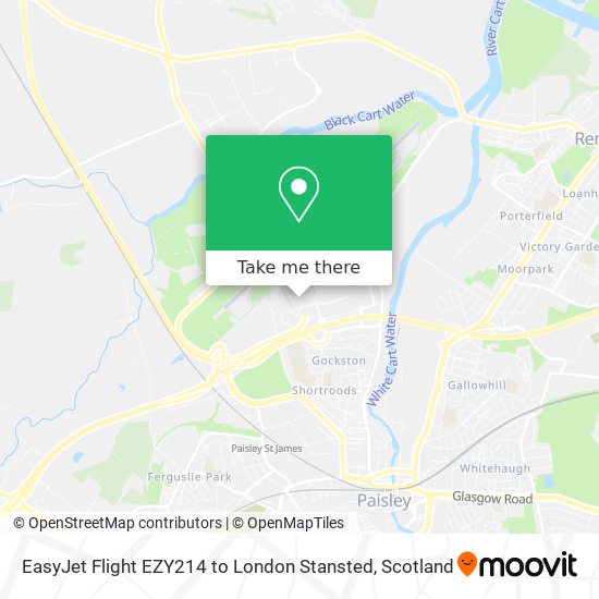 EasyJet Flight EZY214 to London Stansted map
