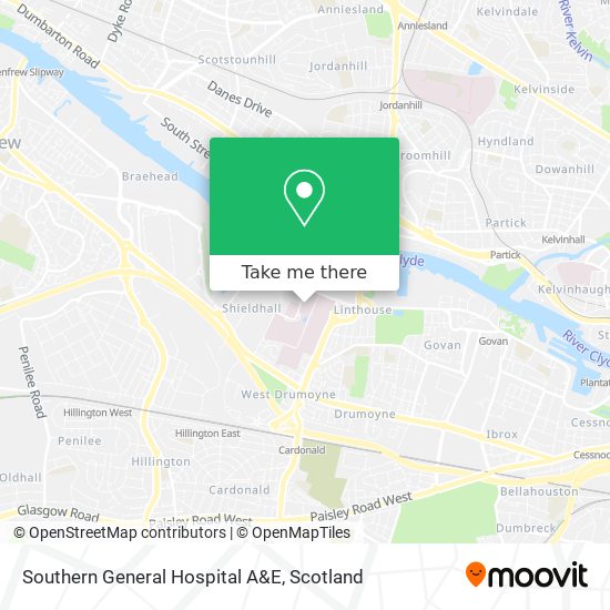 Southern General Hospital A&E map