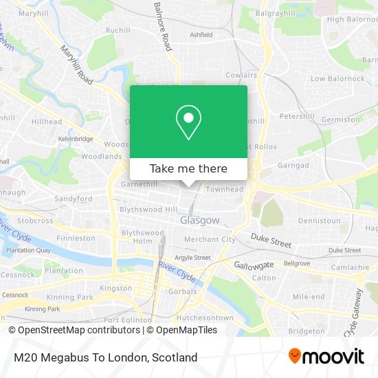 M20 Megabus To London map