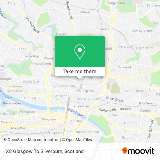 X8 Glasgow To Silverburn map
