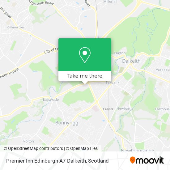 Premier Inn Edinburgh A7 Dalkeith map