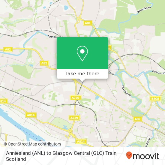 Anniesland (ANL) to Glasgow Central (GLC) Train map