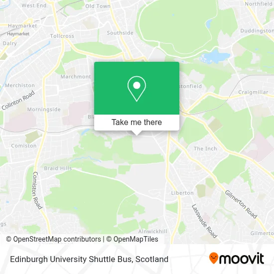 Edinburgh University Shuttle Bus map