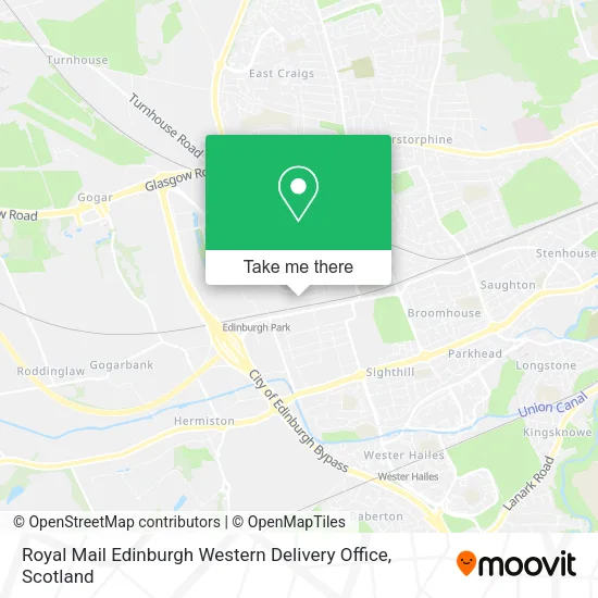 Royal Mail Edinburgh Western Delivery Office map