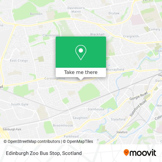 Edinburgh Zoo Bus Stop map
