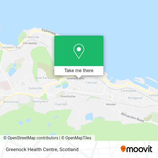 How to get to Greenock Health Centre by bus or train?