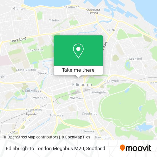 Edinburgh To London Megabus M20 map