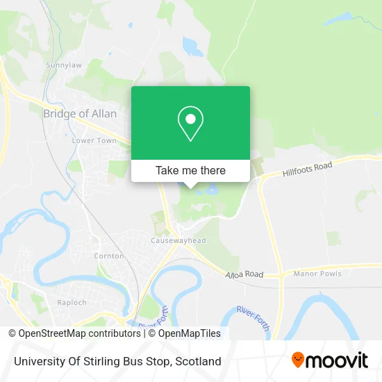 University Of Stirling Bus Stop map