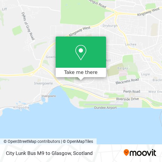 City Lunk Bus M9 to Glasgow map