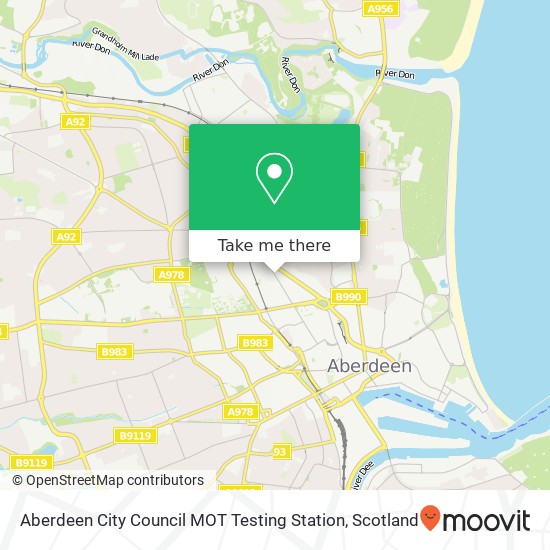Aberdeen City Council MOT Testing Station map