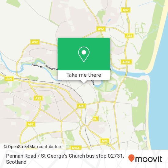 Pennan Road / St George's Church bus stop 02731 map