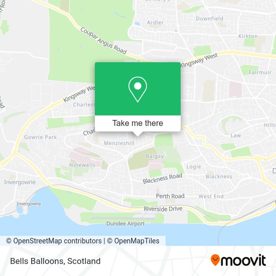 How to get to Bells Balloons in Dundee by Bus or Train?