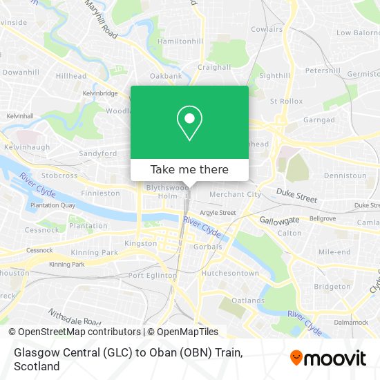 Glasgow Central (GLC) to Oban (OBN) Train map