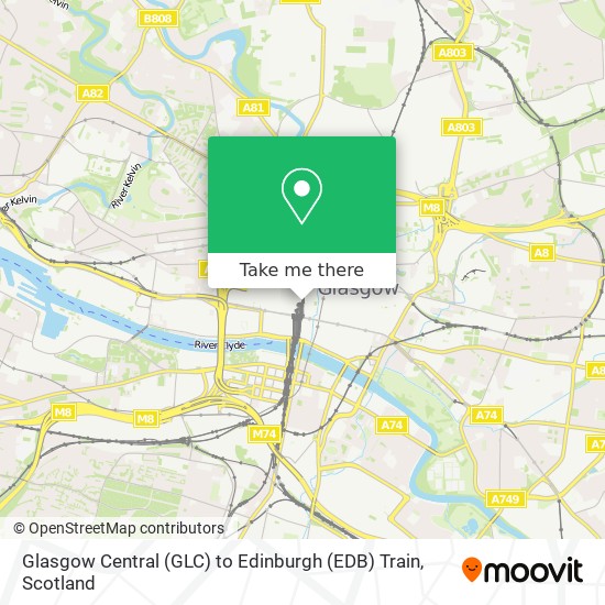 Glasgow Central (GLC) to Edinburgh (EDB) Train map