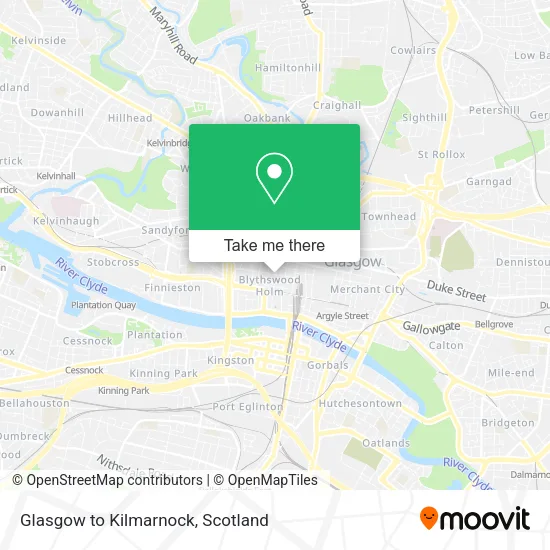 Glasgow to Kilmarnock map